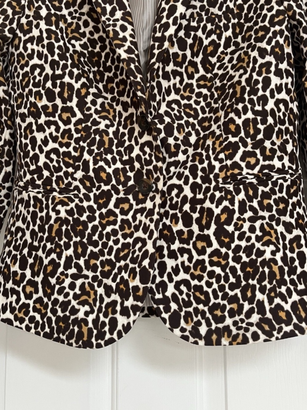 J. CREW Women's Schoolboy Leopard Animal Print Stretch Blazer Jacket Size 6 - Picture 5 of 6